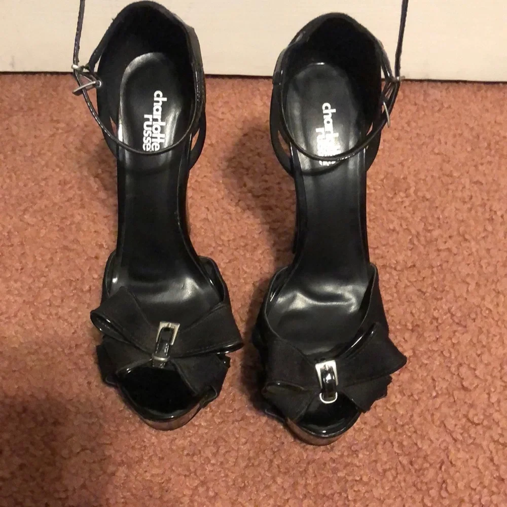 Charlotte Russe Velvet Bow Tie Heels